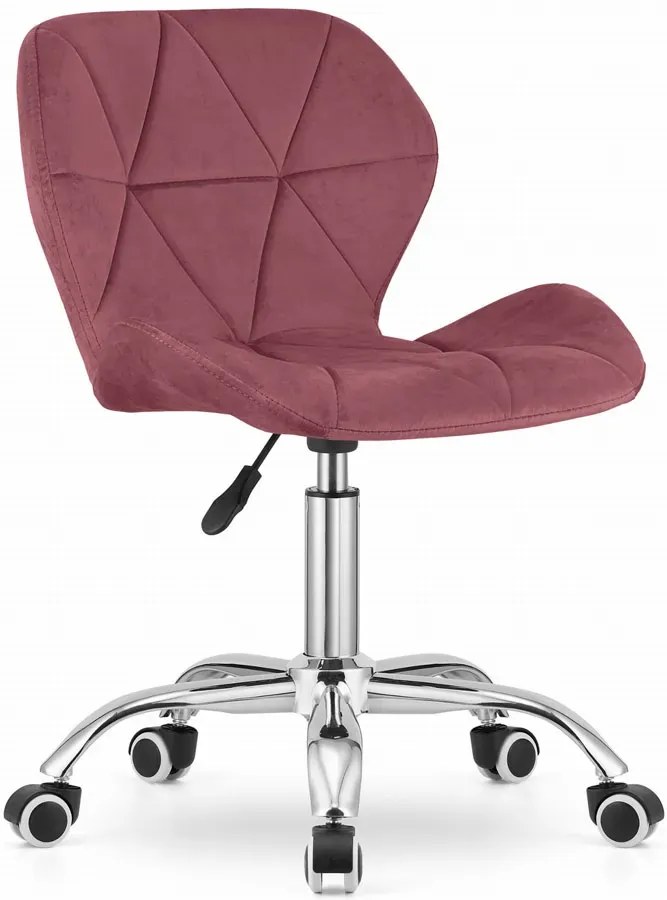 Welurowy pikowany fotel obrotowy ciemny róż A4-R41