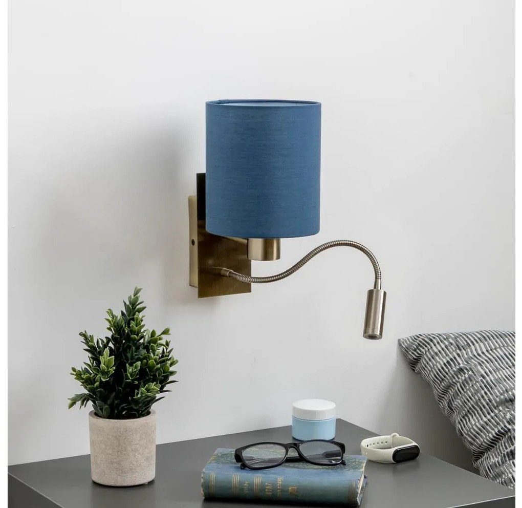 Brilagi - LED Kinkiet NUBILA 1xE27/25W/230V+ LED/3W mosiądz/ciemnoniebieski