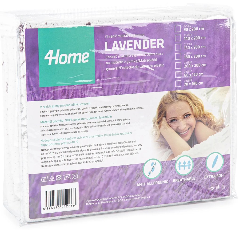 4Home Lavender Ochraniacz na materac z gumką, 90 x 200 cm