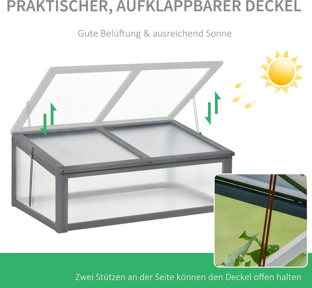 Outsunny Mini-szklarnia, mała szklarnia ogrodowa z płytami PC, Dobra przepuszczalność światła, 100D x 65S x 40W cm
