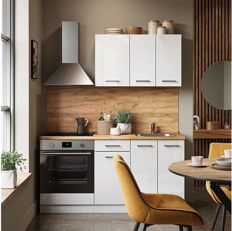 Pojedyncza kuchnia biały wysoki połysk/biały 160x46x81.6 r-line