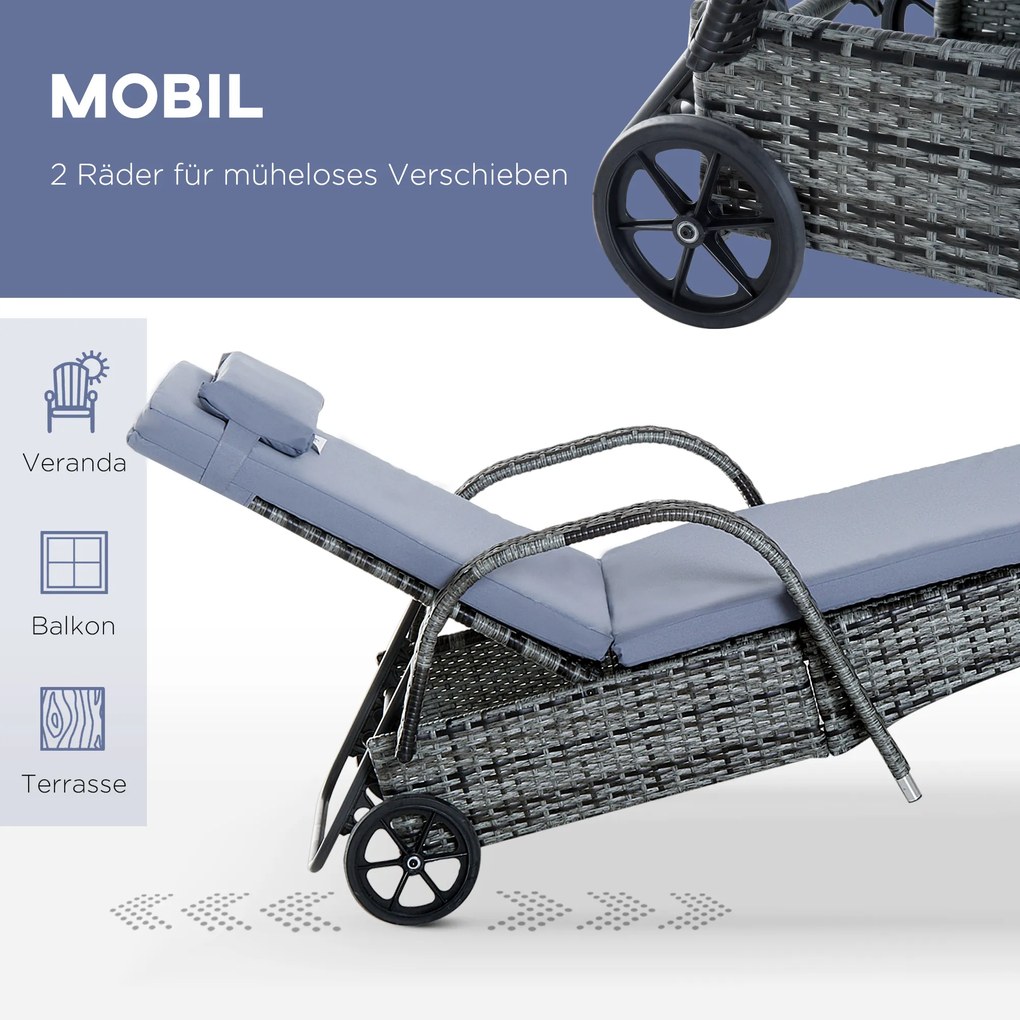 Outsunny Leżak Ogrodowy Technorattan Nowy Zestaw Leżaków Ogrodowych 3 Częściowy Komfortowy 200 cm Durable Dla Ogrodu | Aosom PL