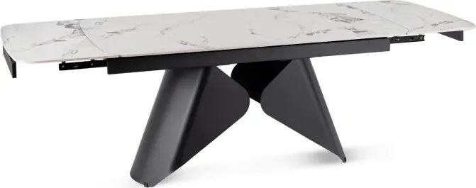 Stół Rozkładany Prostokątny VERONA 160-240 cm Ceramiczny Biały Marmur/Czarny Nowoczesny