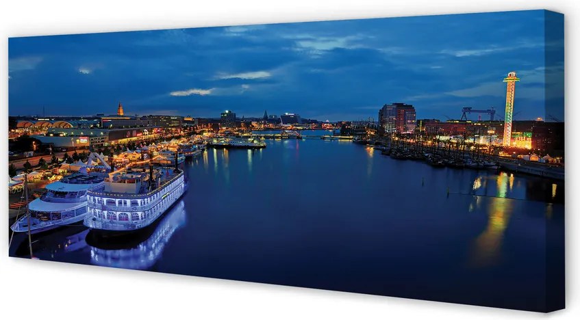 Zdjęcie na płótnie Statek w Nocnym Porcie