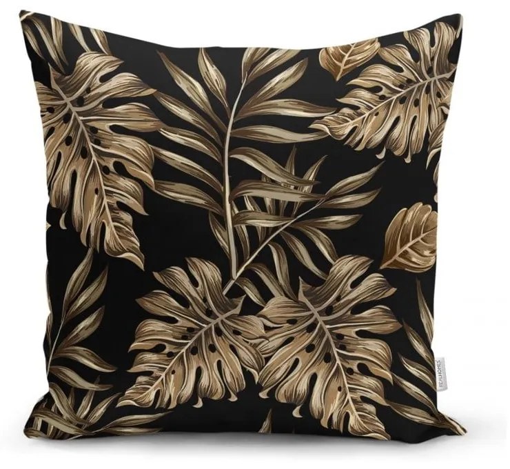 Poszewka na poduszkę Minimalist Cushion Covers Golden Leafes With Black BG, 45x45 cm