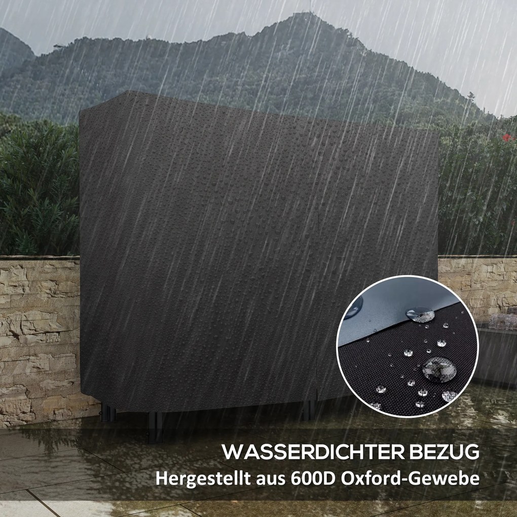 Outsunny Regał na Drewno na Opał, 0,33 m³, z Torbą i Ochronną Pokrywą, Metalowy, do 150 kg, 120 x 36 x 99 cm, Czarny