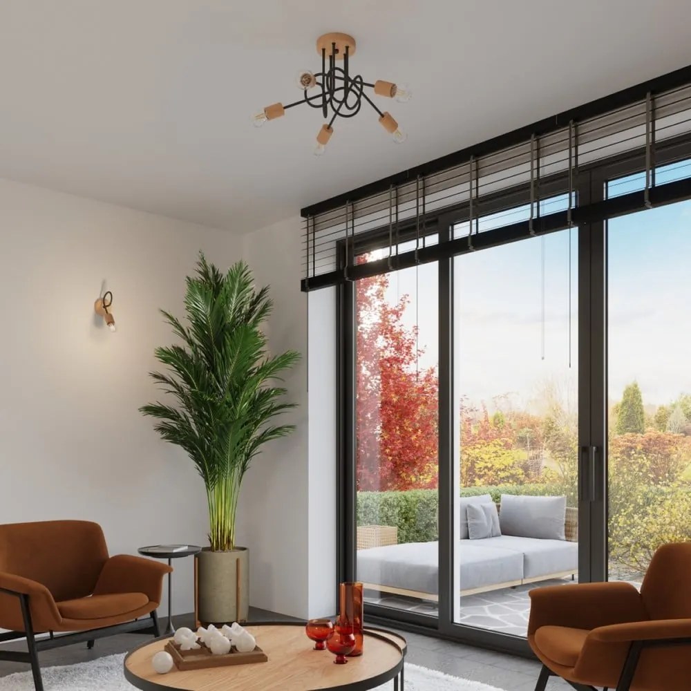 Lampa sufitowa w czarno-naturalnym kolorze 15x61 cm Tumber – Sollux