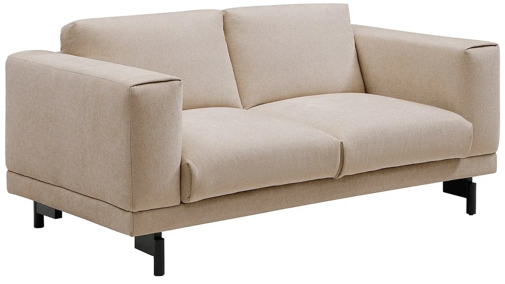 Kanapa 2-osobowa  z beżowej tkaniny szenilowej DEMBOLA