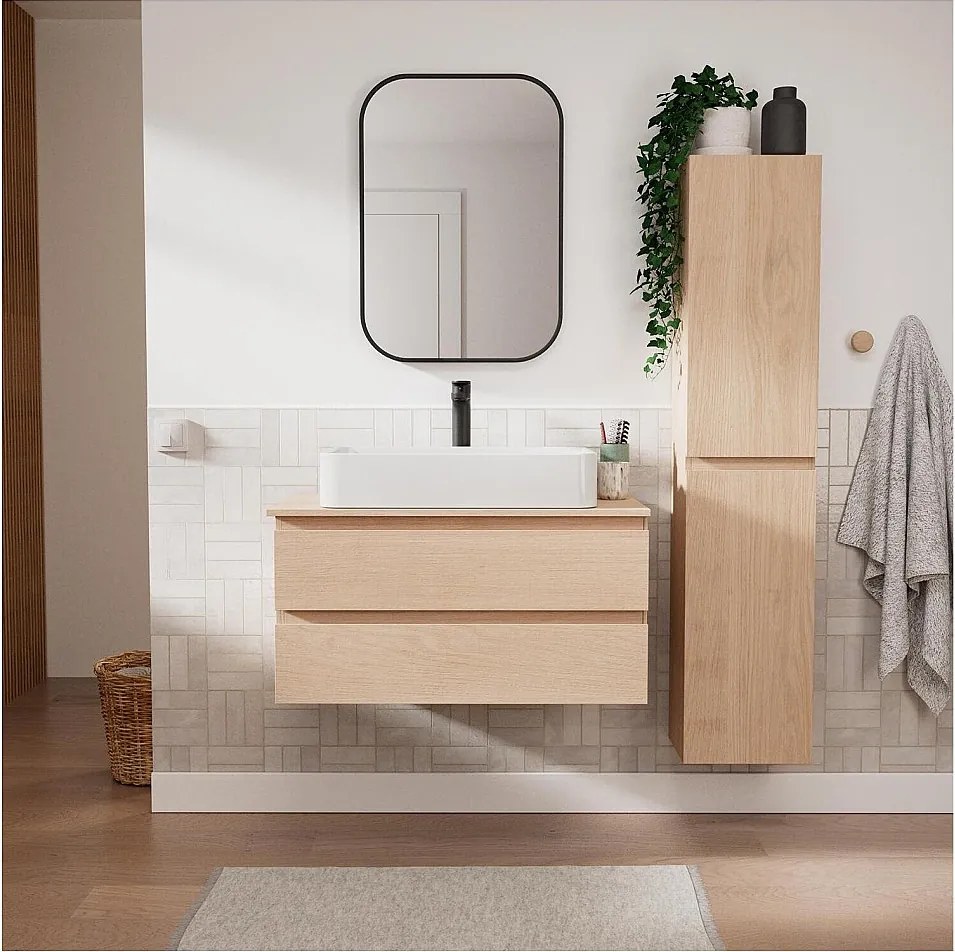 Zestaw umywalkowy 80 cm + umywalka + bateria + lustro + kolumna SORRENTO