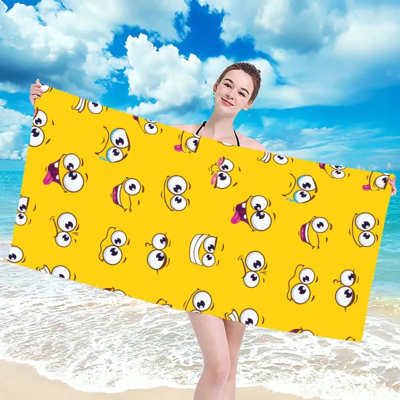Ręcznik plażowy SMILE 100x180 cm żółty, 100% mikrofibra