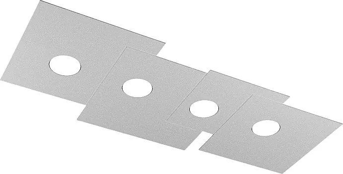 Lampa sufitowa prostokątna Toplight 4-punktowa Plate z oprawką GX53, struktura szara, nowoczesny design 86x37x3cm