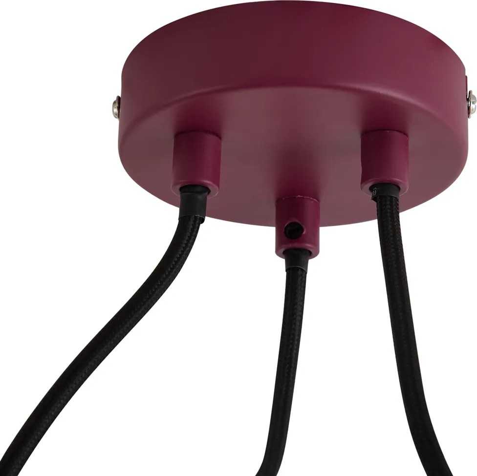 Designerska czerwona lampa wisząca z opalowym szkłem 3-punktowa - Tulip