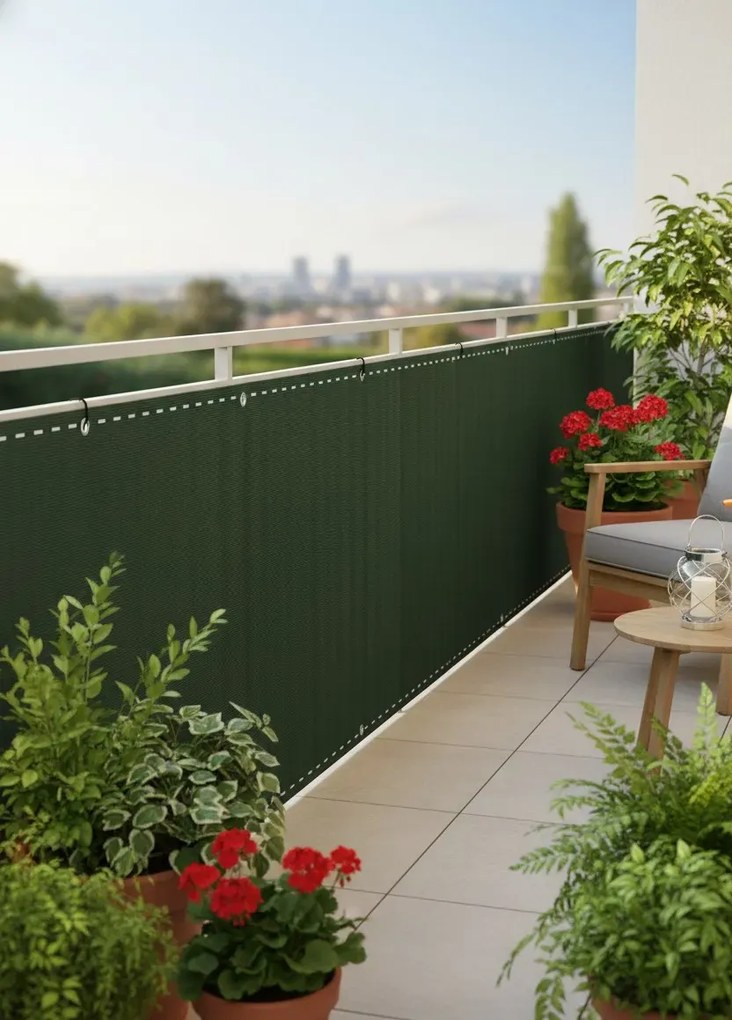 Ciemnozielony parawan ogrodowy na balkon C5-D62