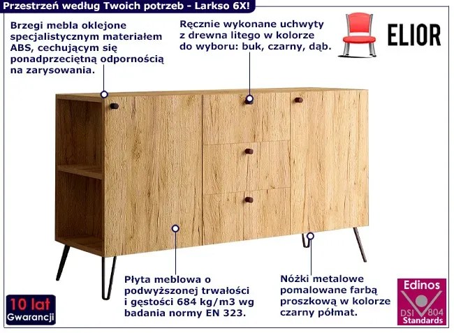 Lewostronna komoda z szufladami dąb craft N9-B05