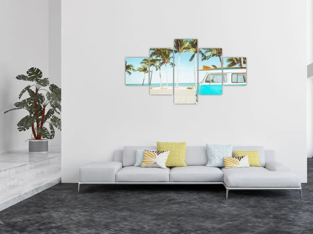 Obraz - Vintage van na plaży (125x70 cm)