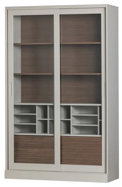 Jasnoszara witryna z litego drewna sosnowego z drzwiami przesuwnymi 125x200 cm James – WOOOD