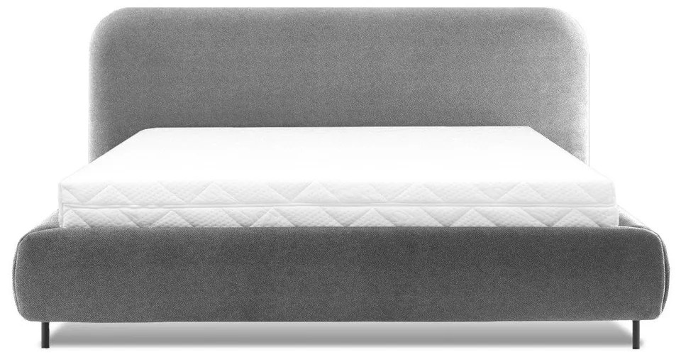 Szare tapicerowane łóżko dwuosobowe ze schowkiem ze stelażem 140x200 cm Pointt – ELTAP