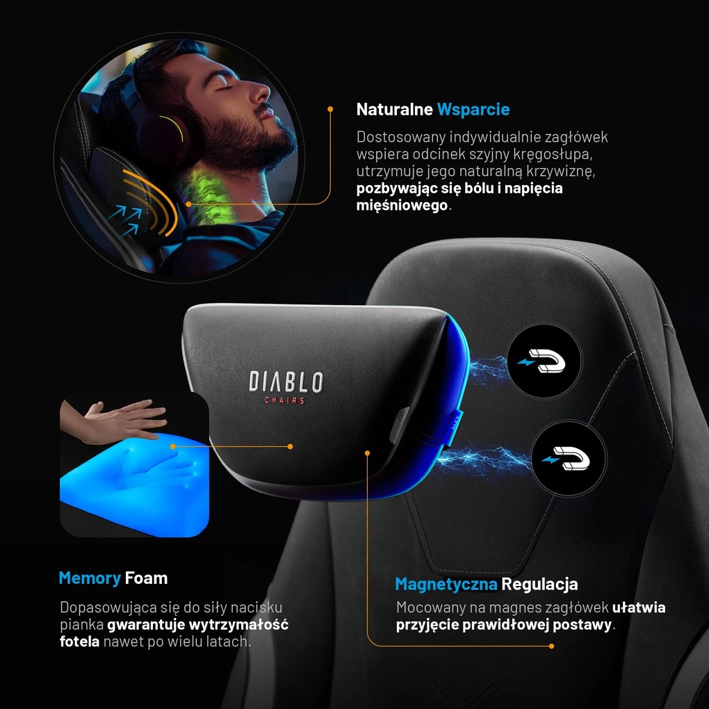 Fotel gamingowy Diablo X.Eye Prime, Normal Size, Burned Black