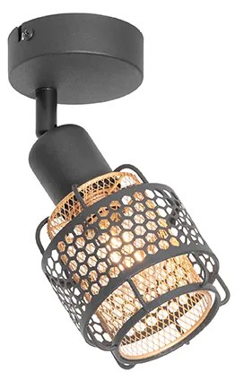 Designerska lampa sufitowa czarna ze złotem - NoudDesignerski Oswietlenie wewnetrzne