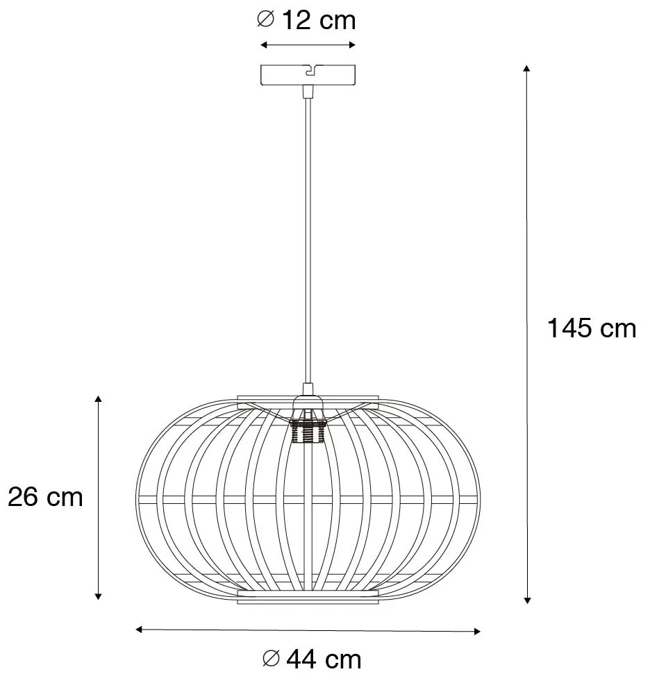 Orientalna lampa wisząca bambusowa 44 cm - AmiraKolonialny Oswietlenie wewnetrzne