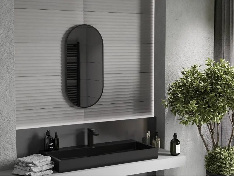 Mexen Loft lustro łazienkowe owalne 80 x 40 cm, rama czarna - 9851-080-040-000-70