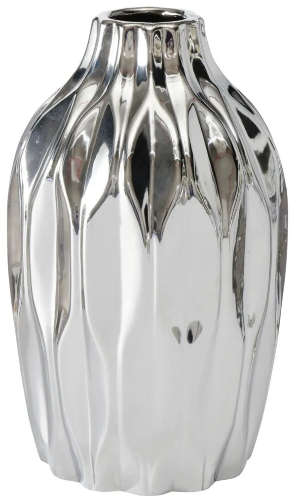 Srebrny wazon Junas, 25 cm, błyszczący