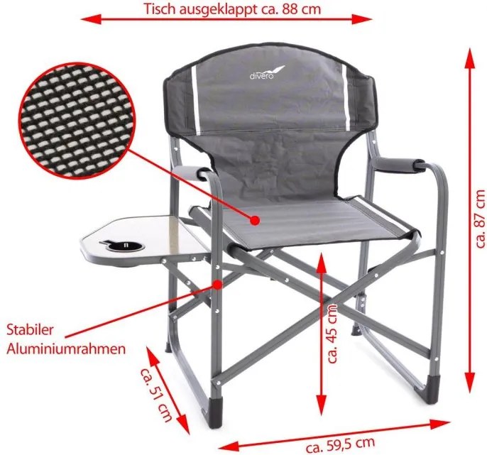 Krzesło kempingowe ze stolikiem - uchwytem - 2 sztuki