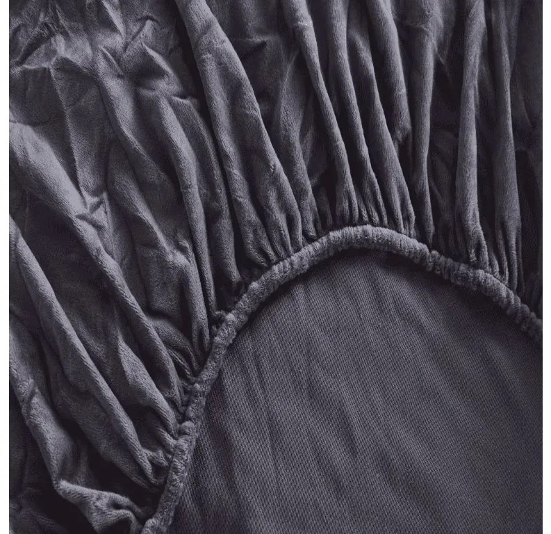 PrzytulneMieszkanie.pl Prześcieradło z mikropluszu SOFT 180x200 cm antracytowo szare
