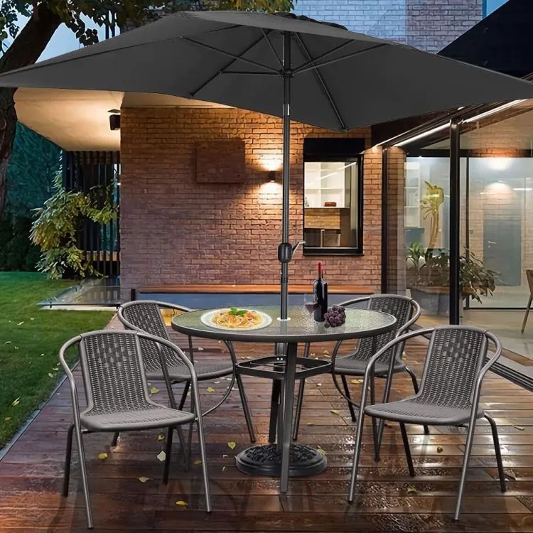 Stolik ogrodowy okrągły 105 cm z otworem na parasol Tulum 080, czarny