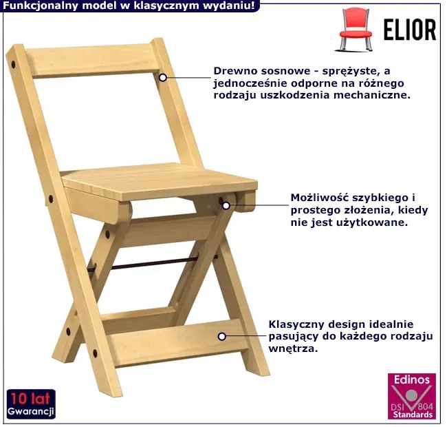 Zestaw 4 składanych krzeseł miodowy brąz T5-H03
