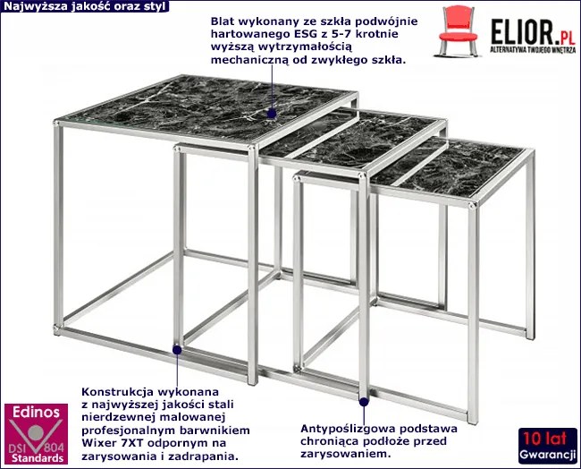 Zestaw stolików kawowych ze szklanym blatem - Bhummi 2X