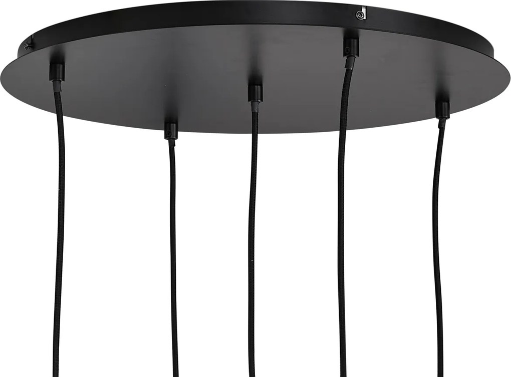 Nowoczesna lampa wisząca czarna z przydymionym szkłem - Jia