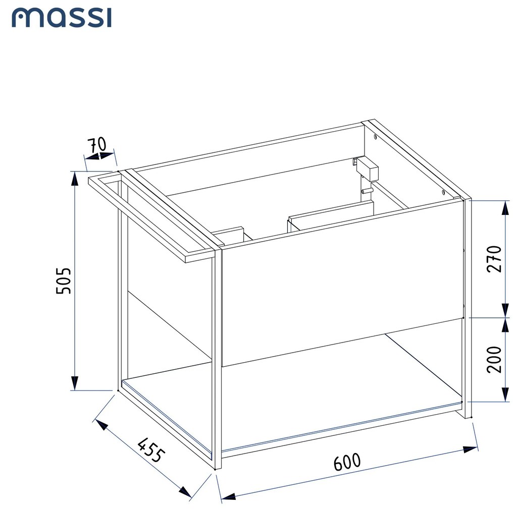 Szafka łazienkowa wisząca biała loftowa 60 x 45 cm z umywalką z otworem VALO