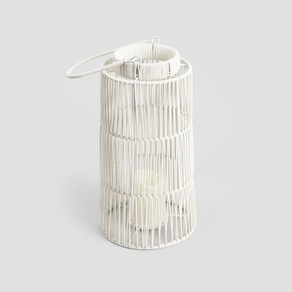 Lampion MODERN HAMPTONS ogrodowy ze świecą LED biały 20.5x38 cm HOMLA