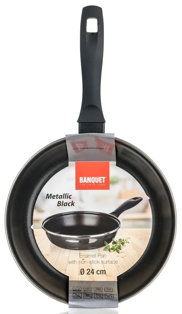 Banquet Patelnia emaliowana METALLIC Black 24 cm,z nieprzywierającą powierzchnią, 24 cm