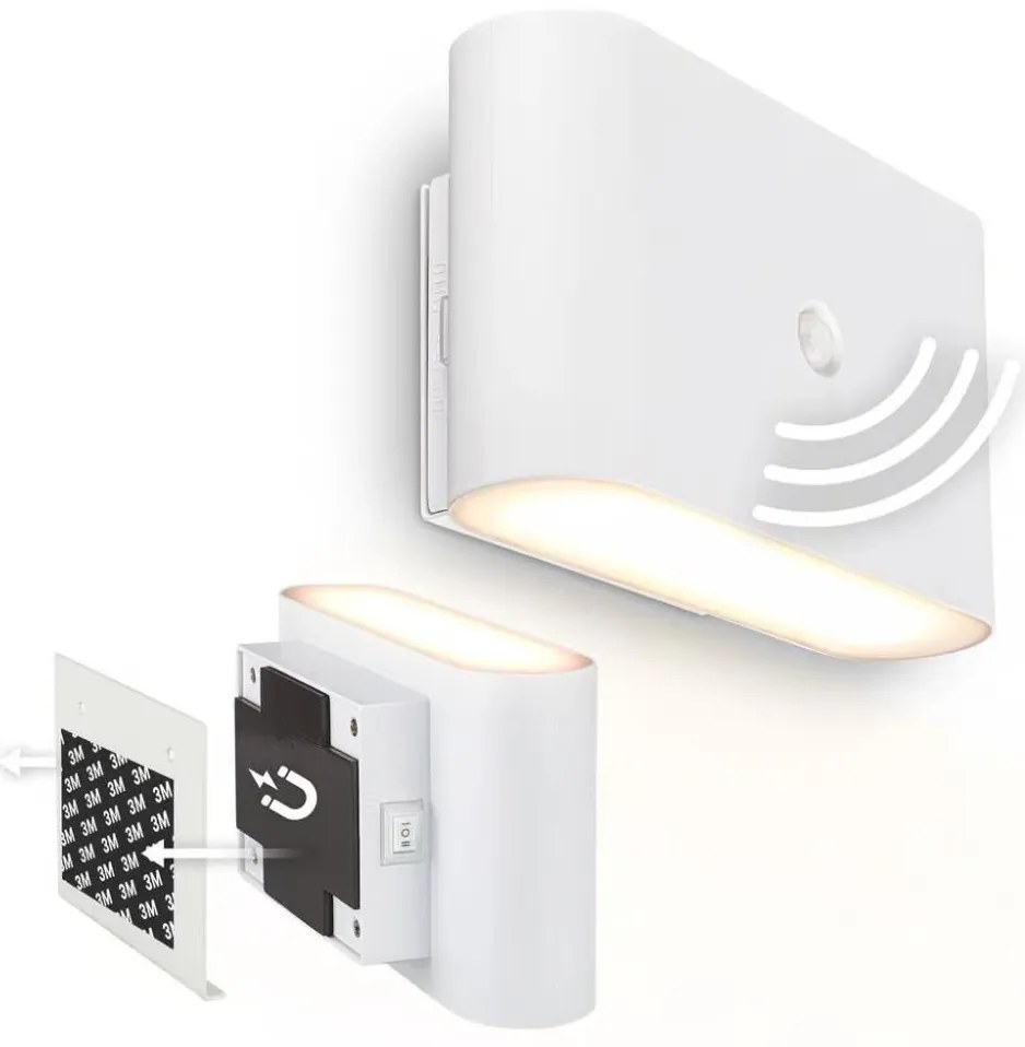 Briloner 3878016 - LED Ładowalna oprawa ścienna z czujnikiem CHAT LED/3W/5V 2000 mAh biała