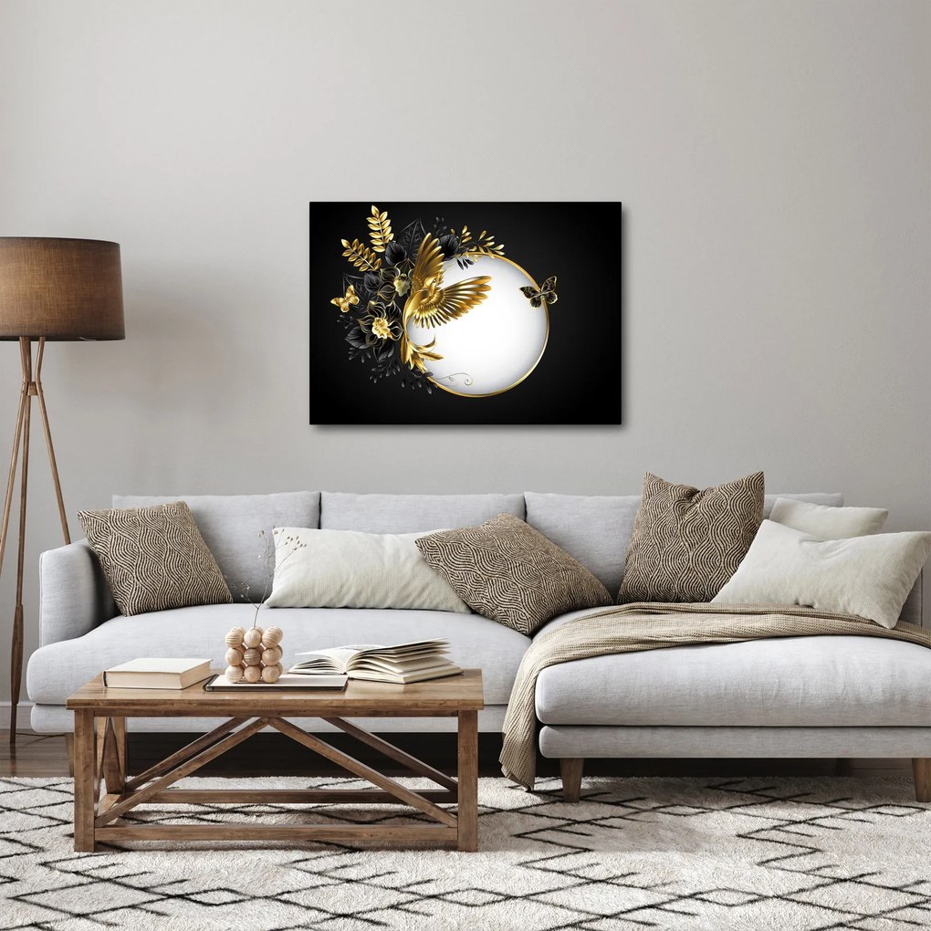Obraz - Piłka ze złotymi motywami (70x50 cm)