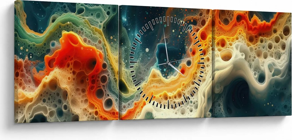Obraz - Nowoczesna abstrakcja (z zegarem) (90x30 cm)