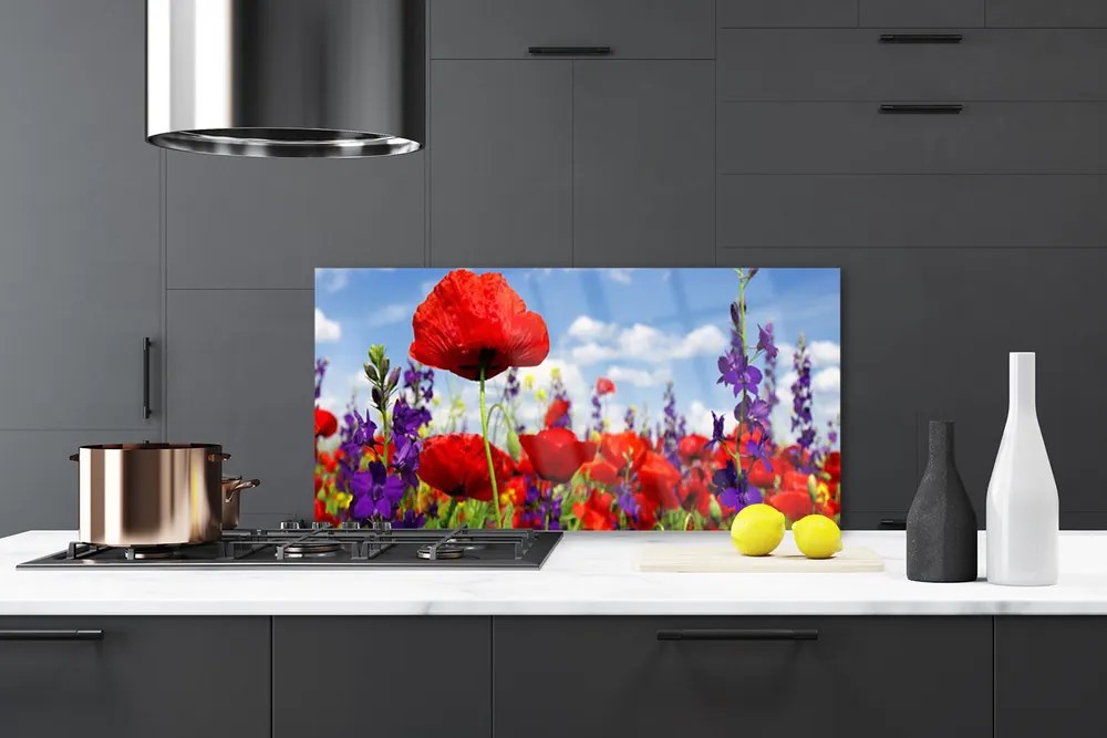 Dekor Szklany do Kuchni Wyrafinowany Bukiet Ścienny