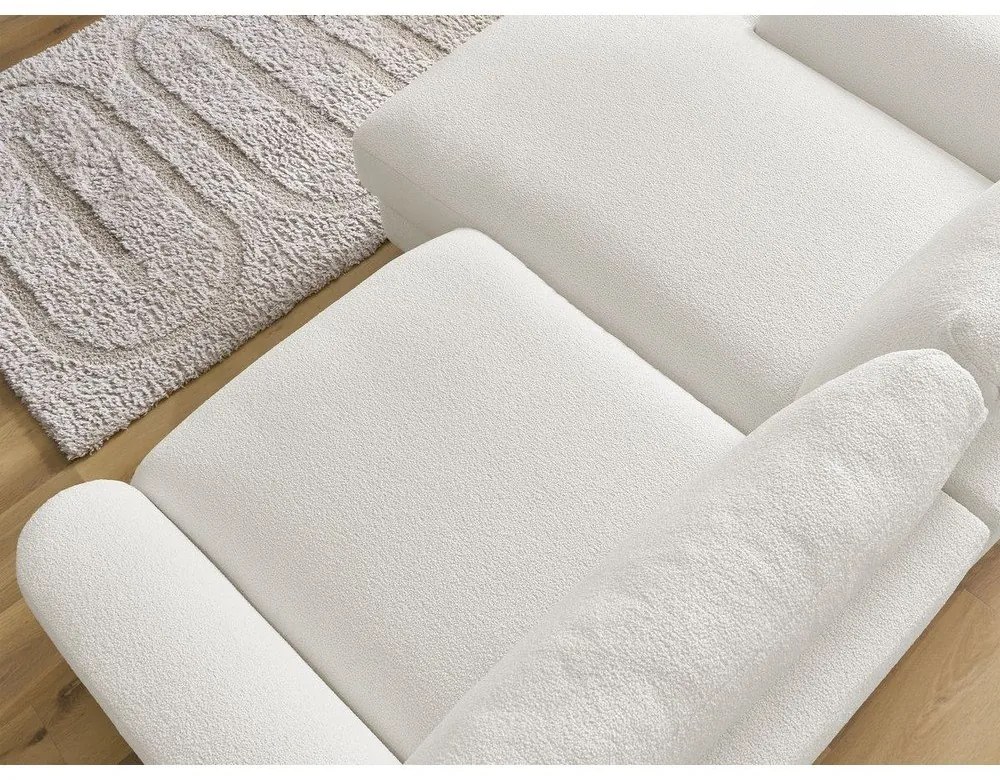 Biały narożnik z materiału bouclé (lewostronny/z szezlongiem) Leonore – Bobochic Paris