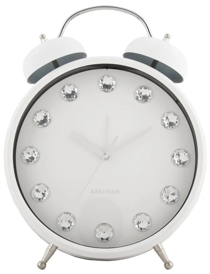 Karlsson 6019WH designerski zegar stołowy/budzikbiały, śr. 30 cm