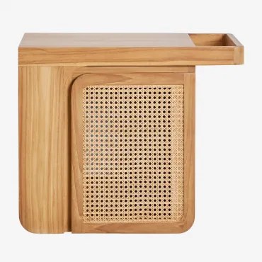 Zestaw Wiszących Mebli Łazienkowych Z Drewna Tekowego Georgy Drewno Tekowe & Without Sink & Bezlusterkowiec & Bez Kranu - Sklum