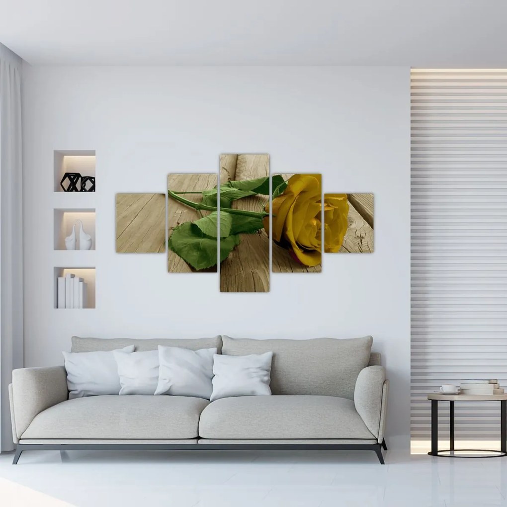 Obraz - Żółte róże w stylu vintage (125x70 cm)