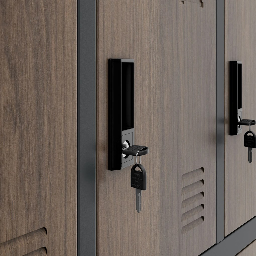 Szafka skrytkowa socjalna BHP MARCIN, 900 x 1850 x 400 mm, Eco Design: antracytowa/orzech