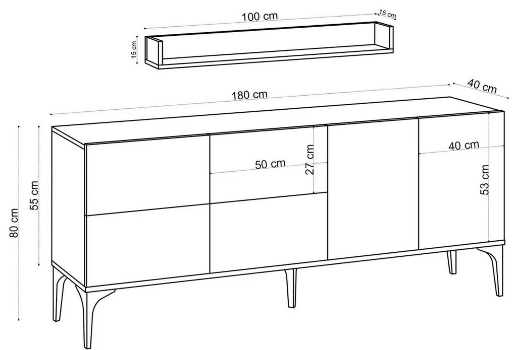 Szafka z półką Lucky White and Black