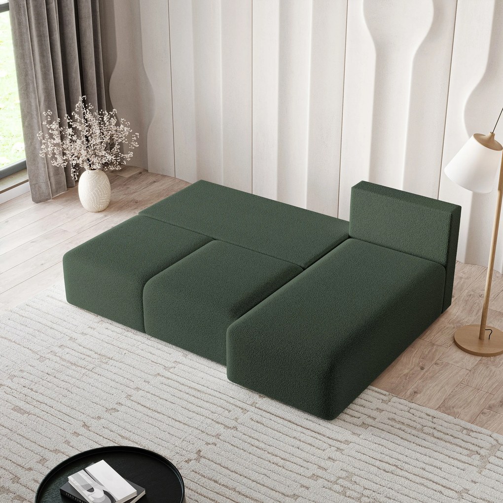 Masseno Narożnik TRAMA z funkcją spania i pojemnikiem na pościel Narozniki L, Rozkładana sofa - Zielony, QUELLE 37