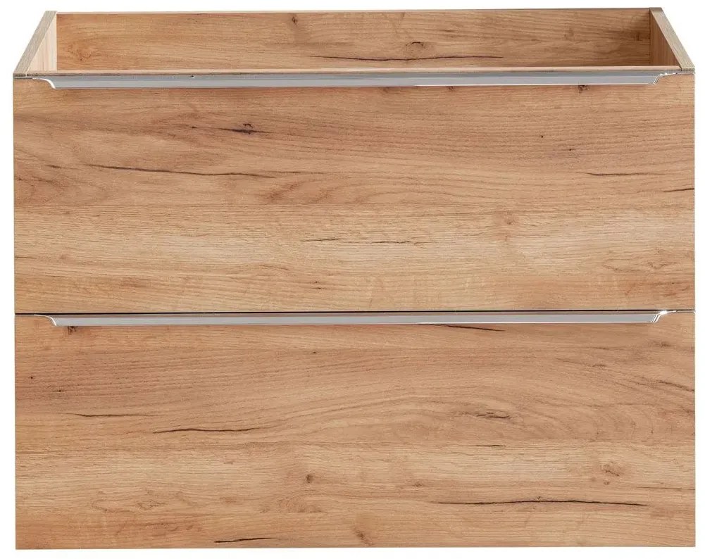 Podwieszana szafka łazienkowa z umywalką - Lunios 2S Dąb 80 cm