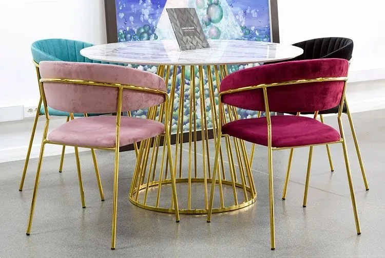 Zielone tapicerowane krzesło welurowe w stylu glamour H7-F48