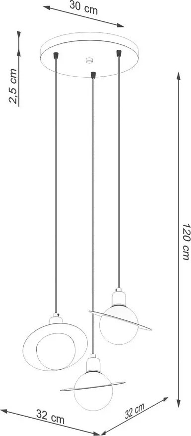 Biały żyrandol dziecięcy ze szklanym kloszem ø 32 cm Mab – Sollux