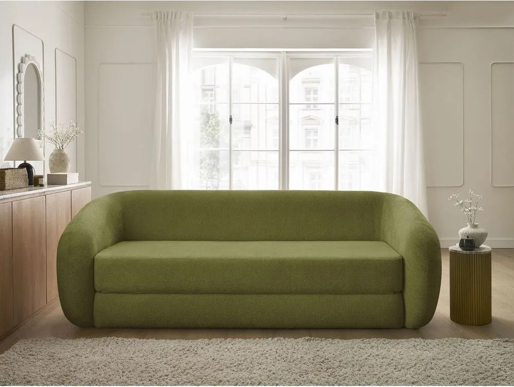 Zielona rozkładana sofa z tkaniny szenilowej 228 cm Neyo – Bobochic Paris
